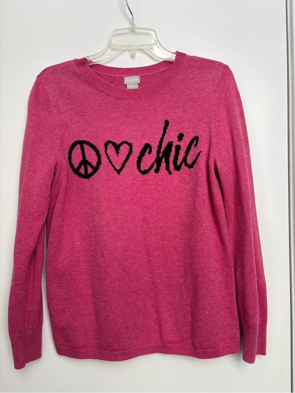 Chicos Peace Love Chic Pink sweater Size 1/M